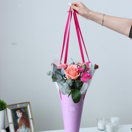 Packet for flowers conical round folding on the ribbons "for you", 15 x 23.3 x 7.5 cm-6