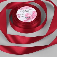 Satin tape, 25 mm × 23 ± 1 m, deep red color No. 33