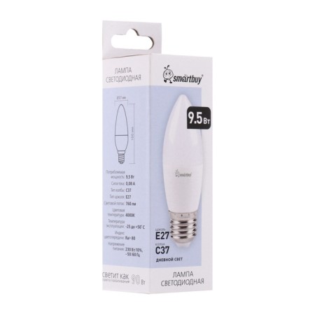 LED LED SMARTBUY, E27, C37, 9.5 W, 4000 K, daylight white light-2