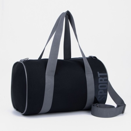 Sports bag with lightning, long belt, without lining, black/gray color