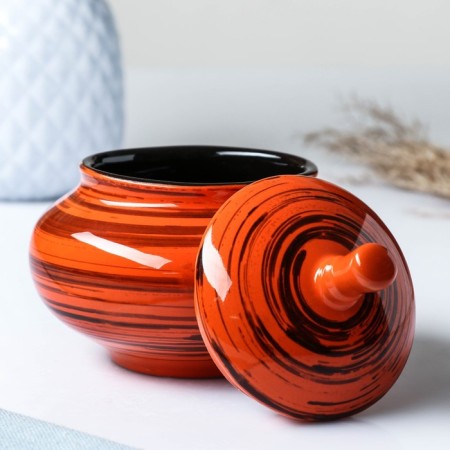 Sugar "Ornament" 0.35l / 11x11cm, orange strip-1