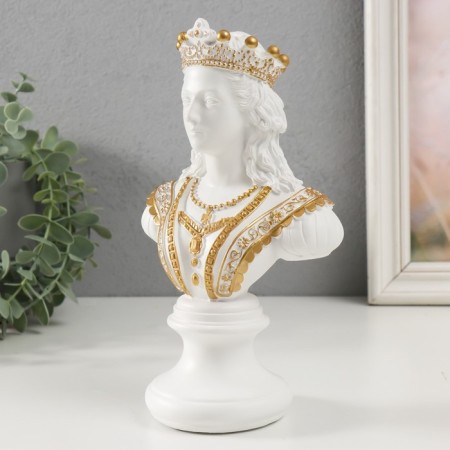 Souvenir Polystone "Bust. Queen" White with gold 9x12.5x22 cm-3