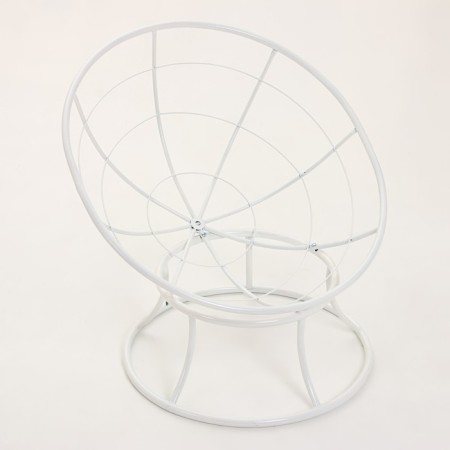 Armchair "Papasan" mini, with beige pillow, white frame, 81x68x77cm-5