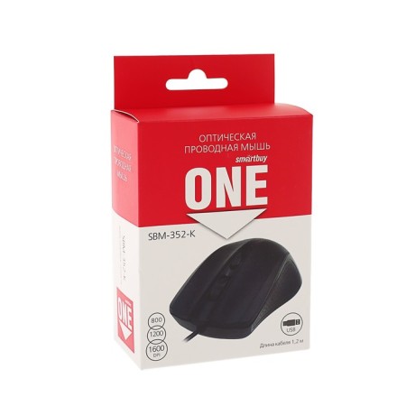 Mouse Smartbuy One 352, wired, optical, 1600 dpi, USB, black-4