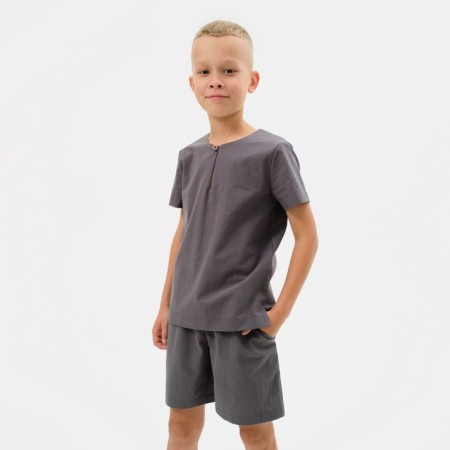 Set for a boy (shirt, shorts) minku: Cotton Collection color gray, height 134-5