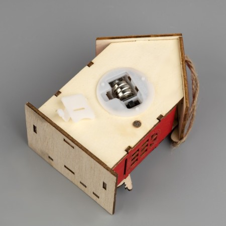 Christmas tree toy "Elf House", from batteries, glow warm white-2