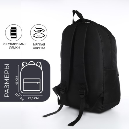 Young backpack from textiles on lightning, 4 pockets, black color-1