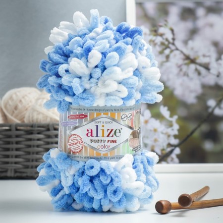 Yarn "Puffy fine color" 100% micropoliester 14.5m/100g (6371)