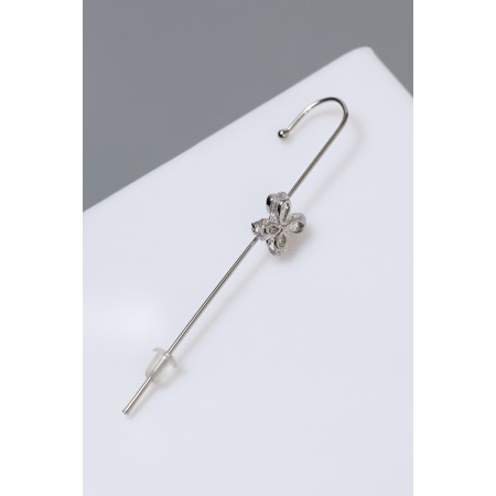 Earring "Kaff" pin, butterfly, white color in silver-3