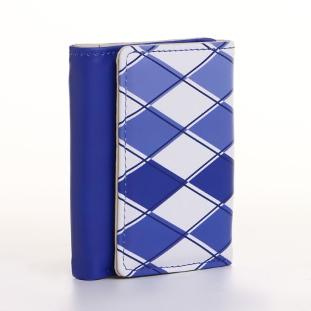 Women's wallet on the button, blue color