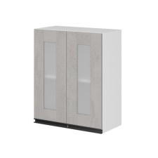Cabinet hinged 2 doors with glass suite 600x300x720 white/light concrete/anthracite