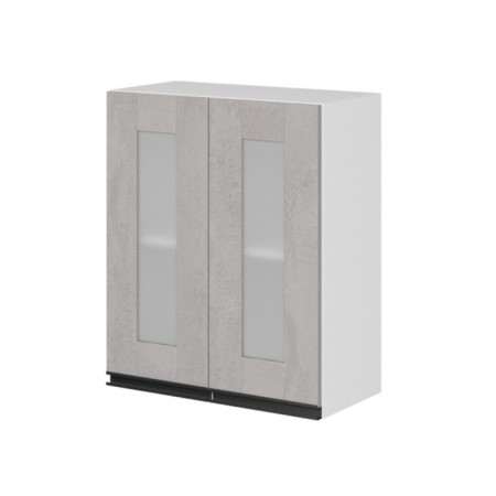 Cabinet hinged 2 doors with glass suite 600x300x720 white/light concrete/anthracite