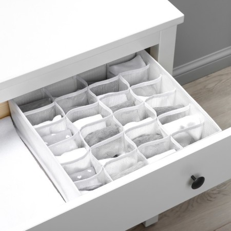 Organizer for storing linen LadOM, 24 cells, 32 × 32 × 10 cm, white color-11
