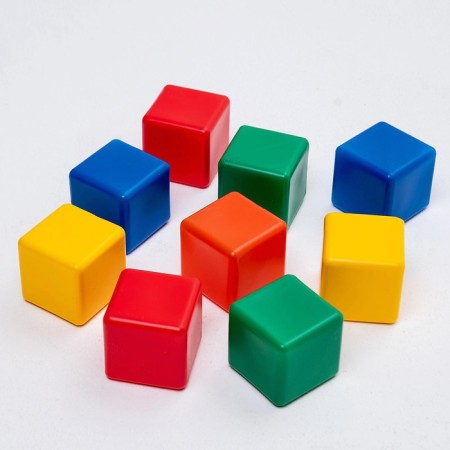 Set of colored cubes, 9 pieces 6 x 6 cm-5
