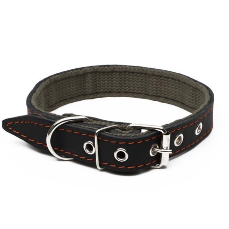 Collar combined leather/tarpaulin, 54 x 2.5 cm, decorated, Osh 35-45 cm, black-1