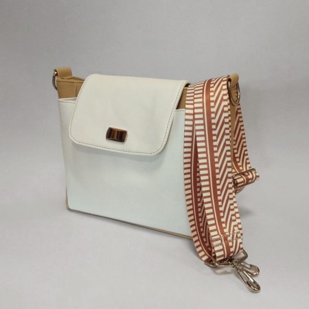 Women's bag Barcelona caramel-white with a sling-1