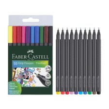 A set of capillary pens 10 colors Faber-Castell Grip 0.4 mm in a plastic case 151610