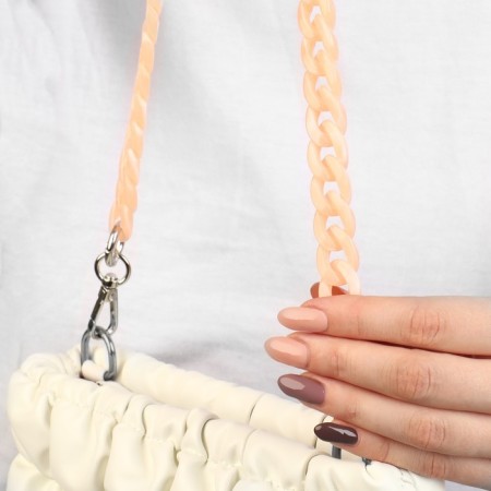 A chain for a bag, plastic, with carbines, 23 × 17 mm, 68 cm, apricot/silver color-3