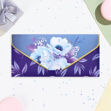Money envelope "Universal" delicate flowers, software, embossing, 19 x 9 cm