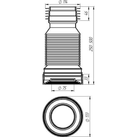 Aquant toilet corrugation, l = 250-500 mm, with a comb-1