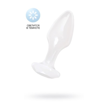 Anal plug Toyfa, acrylic, white color, 8 cm, D 2.8 cm