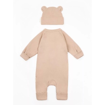 Children's overalls with a fashion cap, height 62 cm, beige color-5