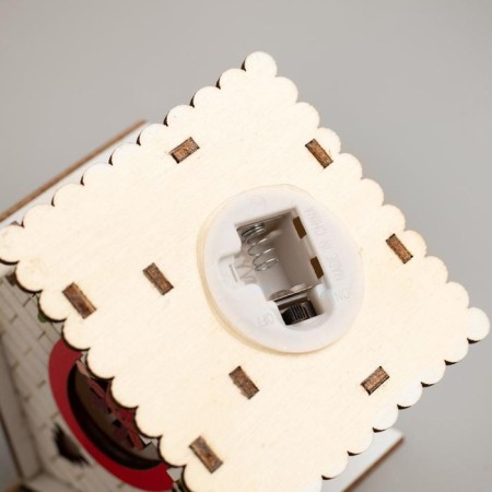 Christmas tree toy "House with a snowman", from batteries, a glow of warm white-3