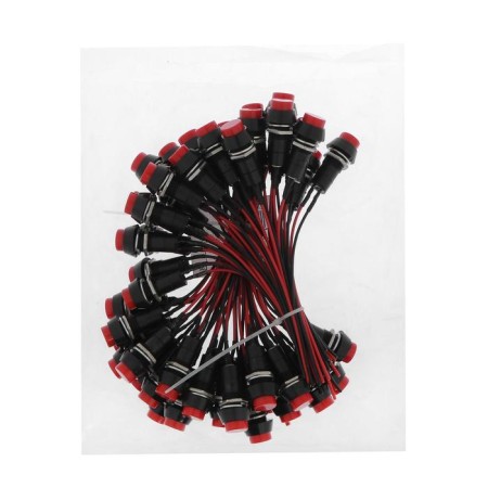 Button switch without fixation, d 1.5 cm, wire 10 cm, red-4