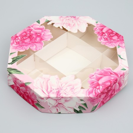 Confectionery box, packaging "Peonies", 29 x 29 x 5 cm