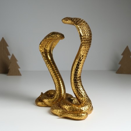 Polystone souvenir "Two cobra - dance" Gold 20x11.5x23 cm-1