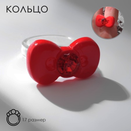 Ring "Bow", red color, 17 size