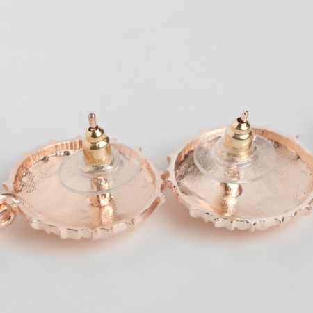 Earrings Metal "Caribbean" long rectangle, color pink gold-1
