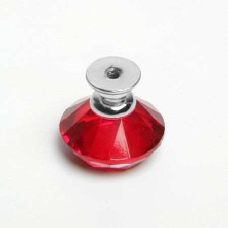 Handle button cappio, red color "diamond", glass, d = 25 mm-2