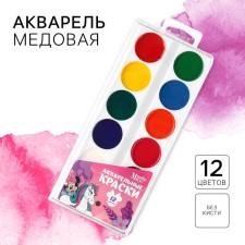 Watercolor paints, 12 colors, without brush, Minnie Mouse