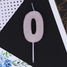 Candle for the cake, number “0”, pink, 4 x 10 cm.