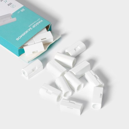 A set of clamps for wires, self -adhesive, 20 pcs, white color-7