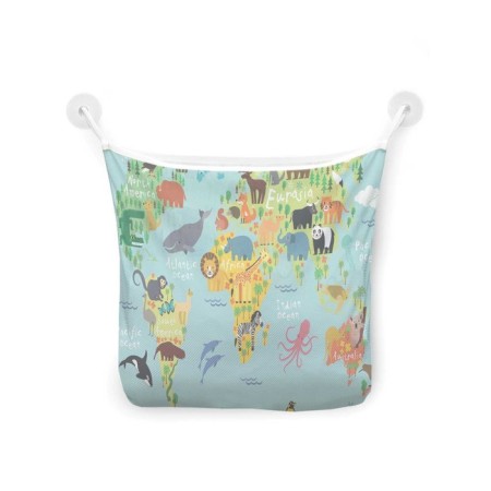 Organizer in a bath on suction cups "Funny card", for storing toys and little things, size 33x39 cm-2