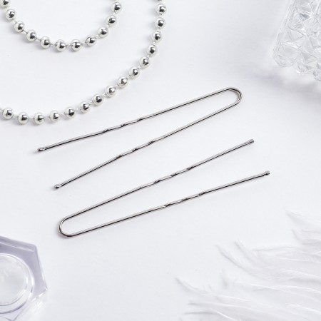Hair hairpin "Narodnaya" 7.2 cm, chrome (set 10 pcs)