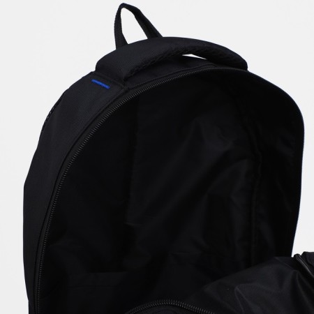 A backpack with a zipper, 3 outer pockets, black/blue color-3