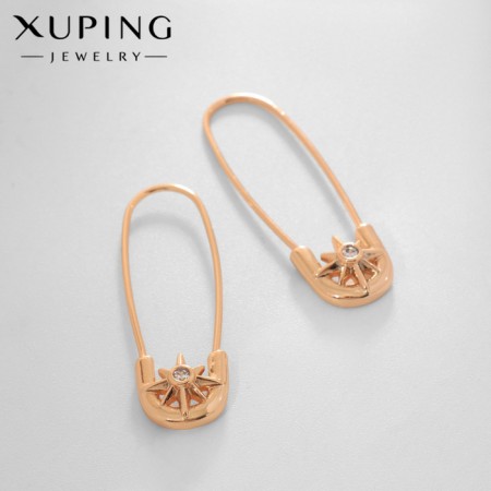 Earrings with rhinestones Xuping pin are impeccable, white color in pink gold