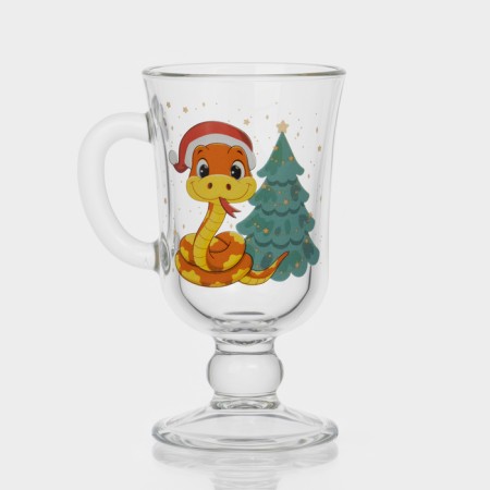 New Year's glass mug for mulled wine "New Year's snakes", 200 ml, mix