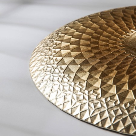 Baroque dish, d = 28 cm, gold color with pink-2
