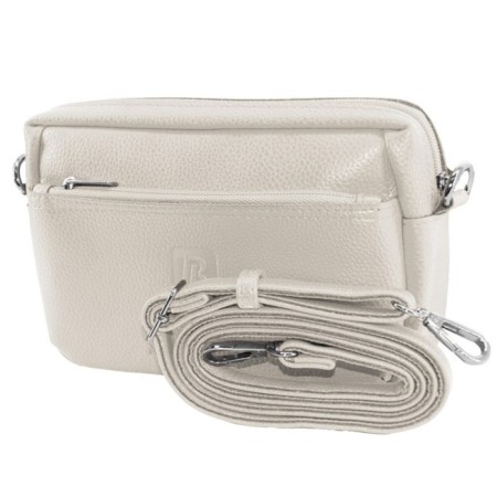 Bag women, genuine leather, white 19x6x12 cm