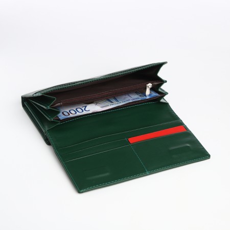 Women's wallet on a magnet, the color is dark green-4