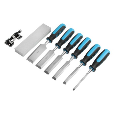 A set of tundra chisels, 2k handles, 45 steel, 6 - 38 mm, with a set for sharpening, case, 6 pcs. 960445-2
