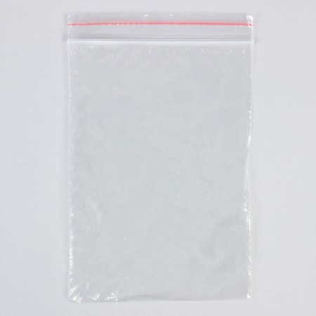 Zip Lock 12 x 17 cm package, 35 μm (with a red strip)