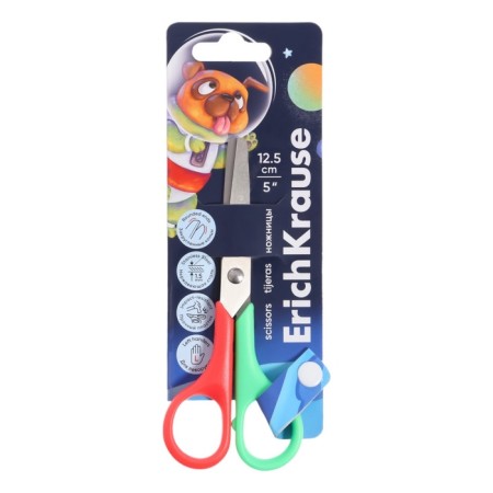 Scissors 12.5 cm Erichkrause Funcut Space Animals for left -handed people, blister, mix-4