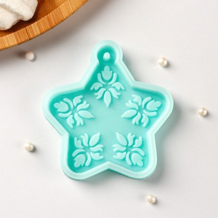 Silicone Mold "Star", 7.4 × 7 × 0.8 cm, turquoise color-1