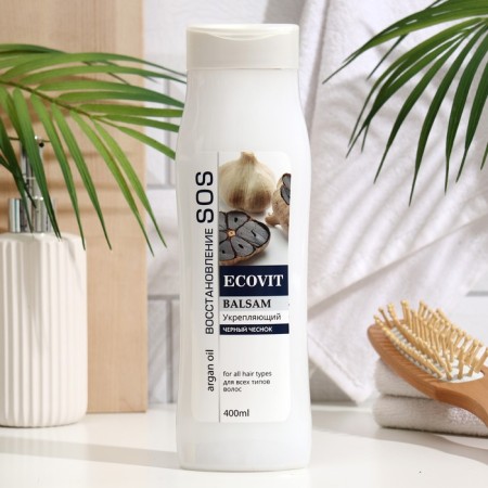 Hair balm Ecoandvit SOS "Fortering, Black Garlic", 400 ml