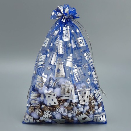 Bag gift organza "Winter joys", 20 x 30 cm +/- 1.5 cm, New Year-2